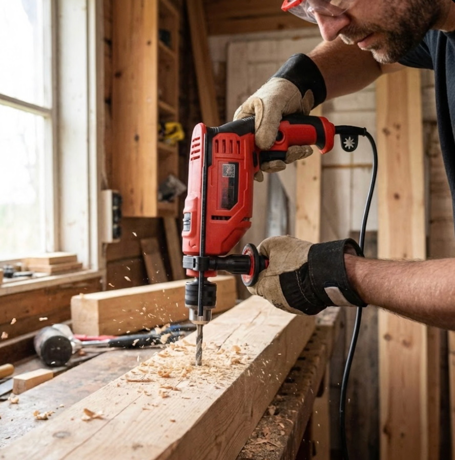 Masina de gaurit cu percutie, cu cablu, 710 W, 3000 rpm, mandrina cu cheie de la 1.5 pana la13 mm, gaurire beton 13mm, otel 8mm, lemn 25mm, 230V