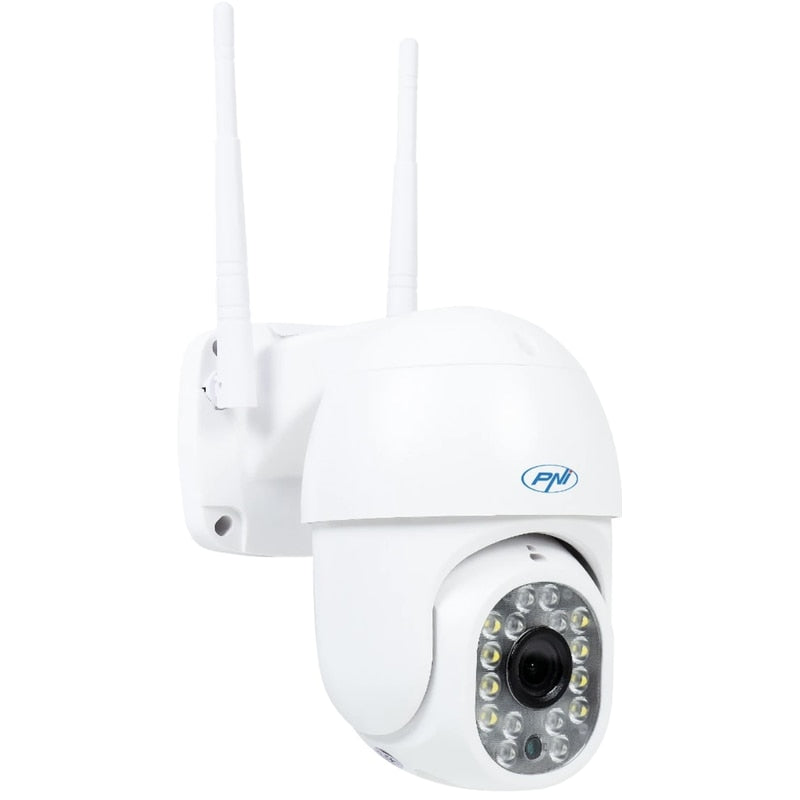 Camera de supraveghere smart, IP66, inteligenta PNI, 4MP, Wi-Fi, wireless, rotativa, slot micro SD, alarma detectare miscare, zoom, interior, exterior, Ethernet, temperaturi -26 pana la +80