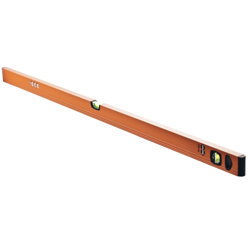 Nivela cu bula, Holzer, cu 2 indicatori, din aluminiu, 120 cm, precizie masurare 0.5 mm pentru 1 metru, doua fiole tubulare mari, capace laterale moi, usor de agatat, portocalie