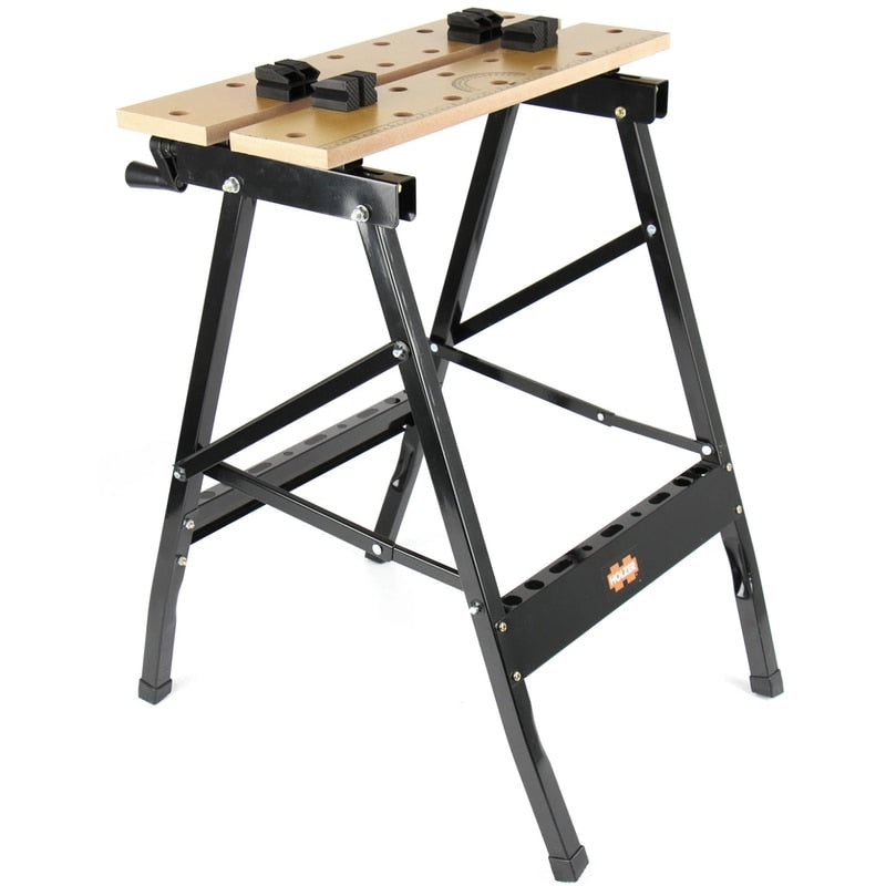 Banc de lucru Holzer, taiere, slefuire, polizare sau gaurire, suporta 150 kg, pentru operatiuni casnice, 60 x 62.5 x 75.5 cm, neasamblat, feroneria necesara inclusa, negru, metal