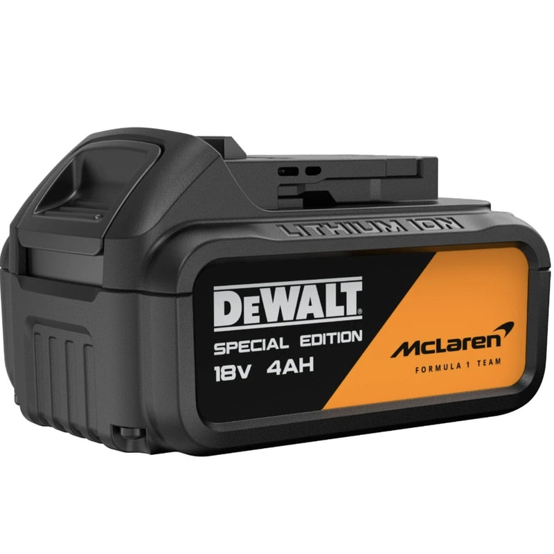 Masina de gaurit si insurubat, cu percutie, cu 2 acumulatori, 18 V, 4 Ah, DeWalt McLaren, profesionala, 2000 rpm, mandrina rapida, motor fara perii, mandrina 13 mm, 55 mm lemn si 13 mm in metal