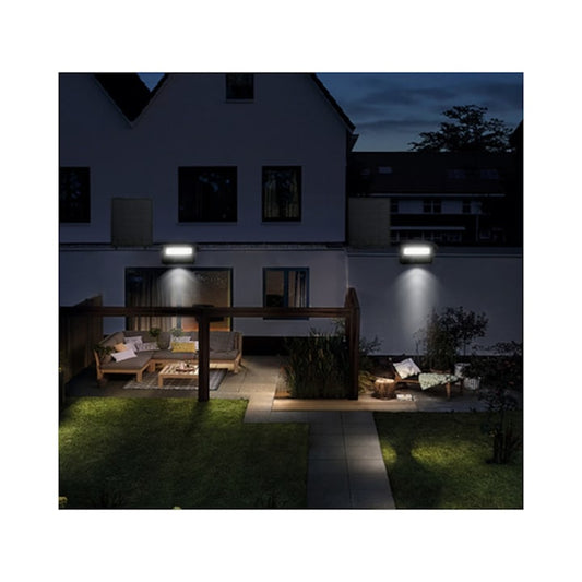 Proiector solar LED Hoff SFL11, 15 W, 1600 lm, lumina rece, negru, IP54, cu senzor de miscare, 135x110x30 mm, 20.000 ore autonomie