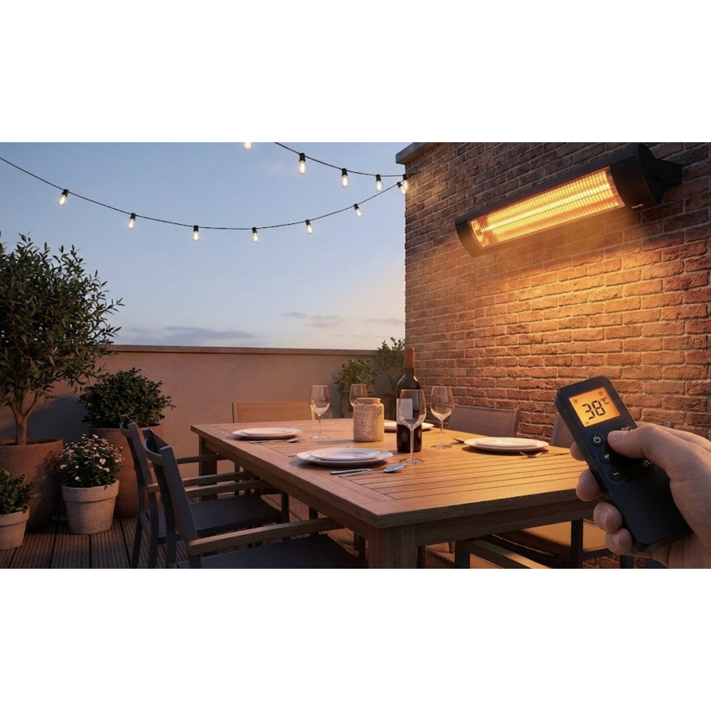 Incalzitor terasa electric, radiant cu carbon, Paxton, 2400 W, 220 V, Wi-Fi, IP65, telecomanda, 970 x 160 x 80 mm