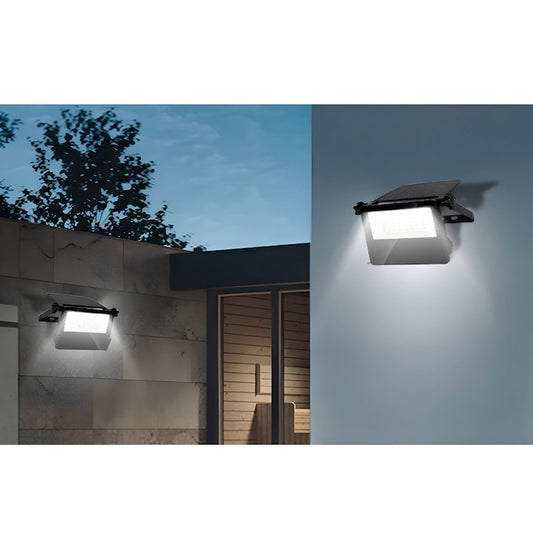 Proiector solar cu LED Hoff, 10W, 1100lm, lumina rece, cu senzor de miscare, negru, IP65, exterior
