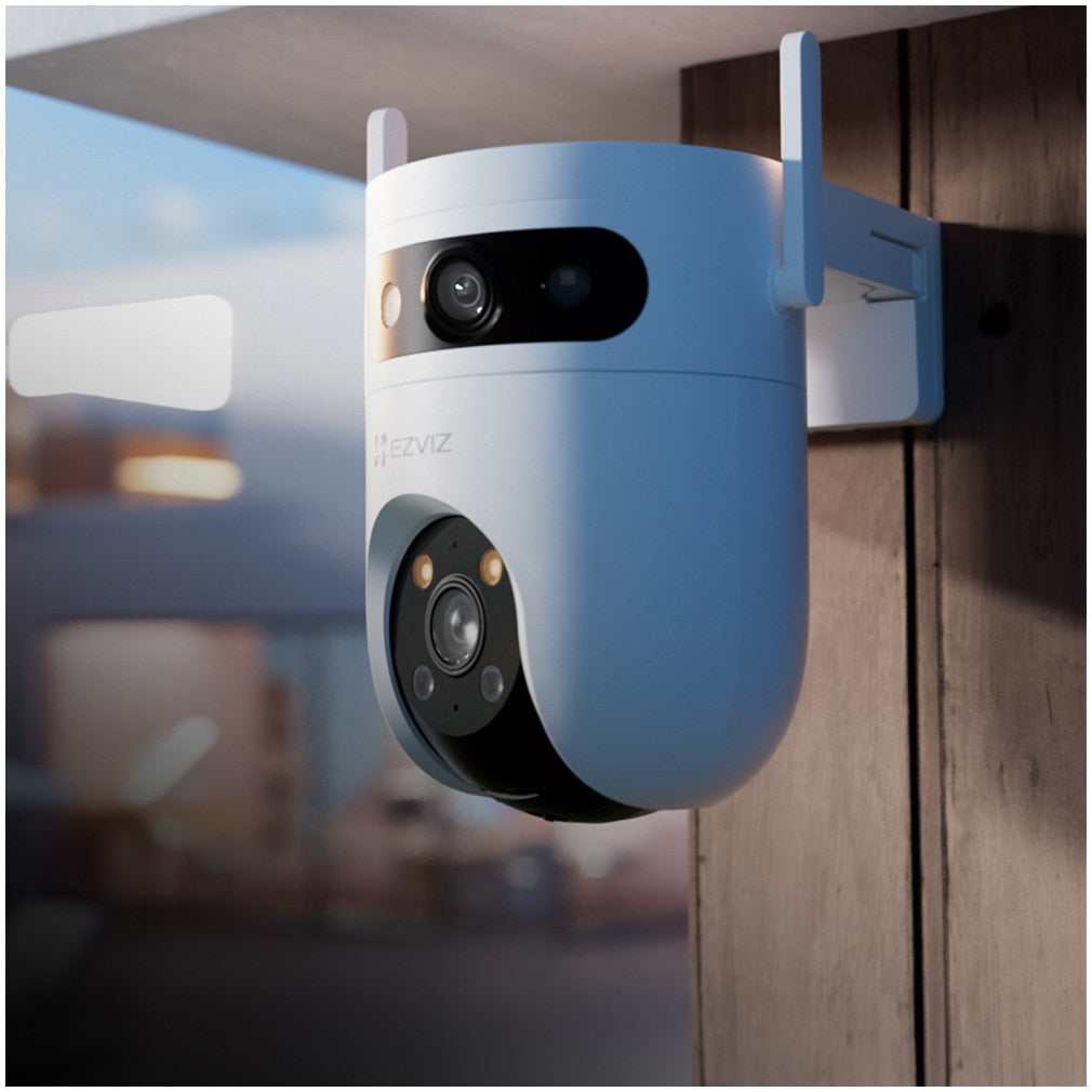 Camera de supraveghere exterior Ezviz H9c Dual, 5+5MP, 3K, Iluminare Duala, Alarma Acustica si Optica, Auto Tracking, card MicroSD pana la 512 GB si stocare in Ezviz CloudPlay, microfon, detectarea formei umane/vehiculului cu ajutorul AI