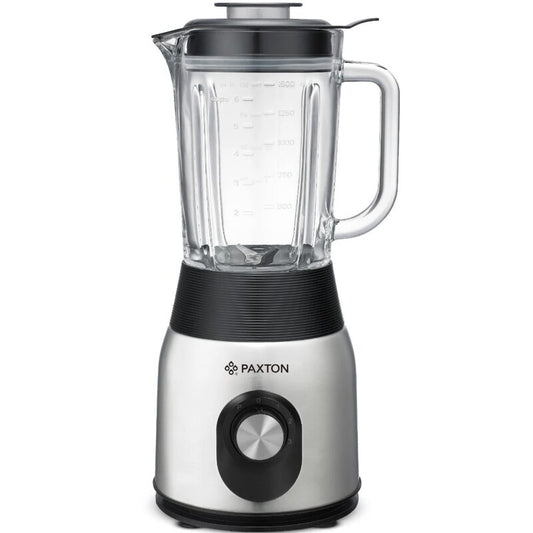 Blender Paxton, 600 W, 2 trepte de viteza, 1.5 litri, maruntirea, blenduirea, functie Pulse, lame inox, argintiu, 23.000 rpm, argintiu, 18.6 x 19.9 x 41.1 cm, 3.3 kg, cablu 1 m, 230 V