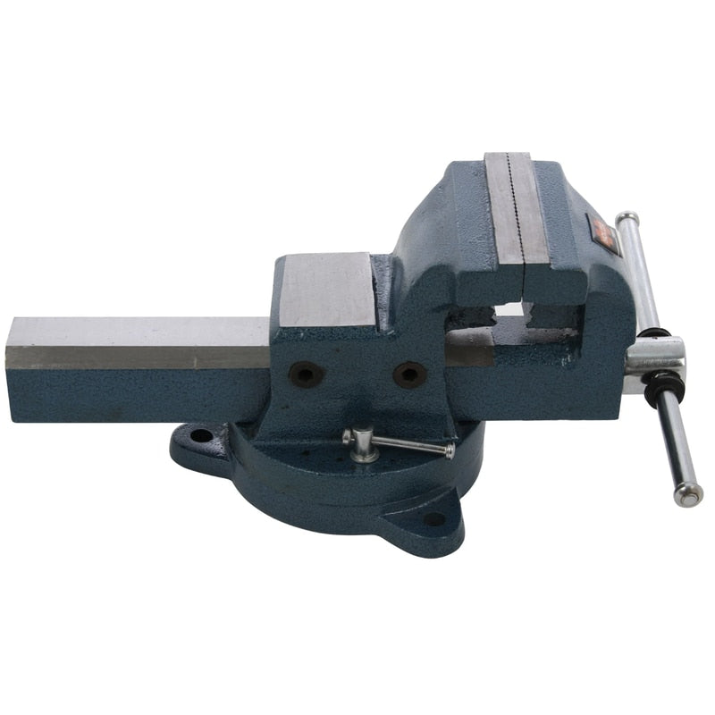 Menghina de banc, baza rotativa, din otel, Holzer, precisa si durabila, se poate fixa pe bancul de lucru cu ajutorul unor suruburi, lungime 100 mm, 65 mm inaltime, 7.8 kg, 115 mm deschidere