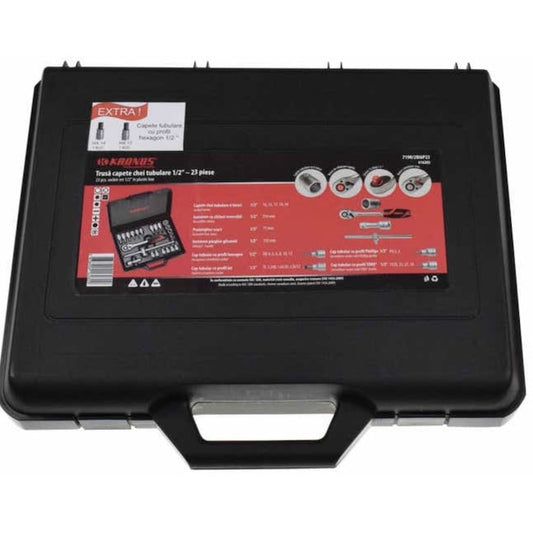 Trusa capete chei tubulare si accesorii, 1.27cm, 25 piese