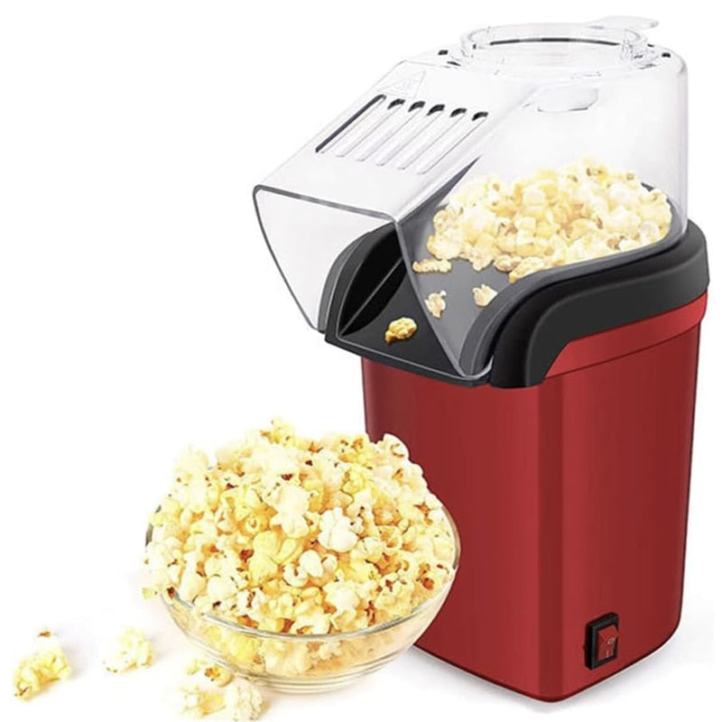 Aparat cu Aer Cald de facut Popcorn NETERRA, Gata in max. 3 min, prepararea rapida si sanatoasa, 1200W, Recipient dozator Boabe detasabil, cupa pus boabe, fara ulei, portabil, usor de depozitat, Rosu