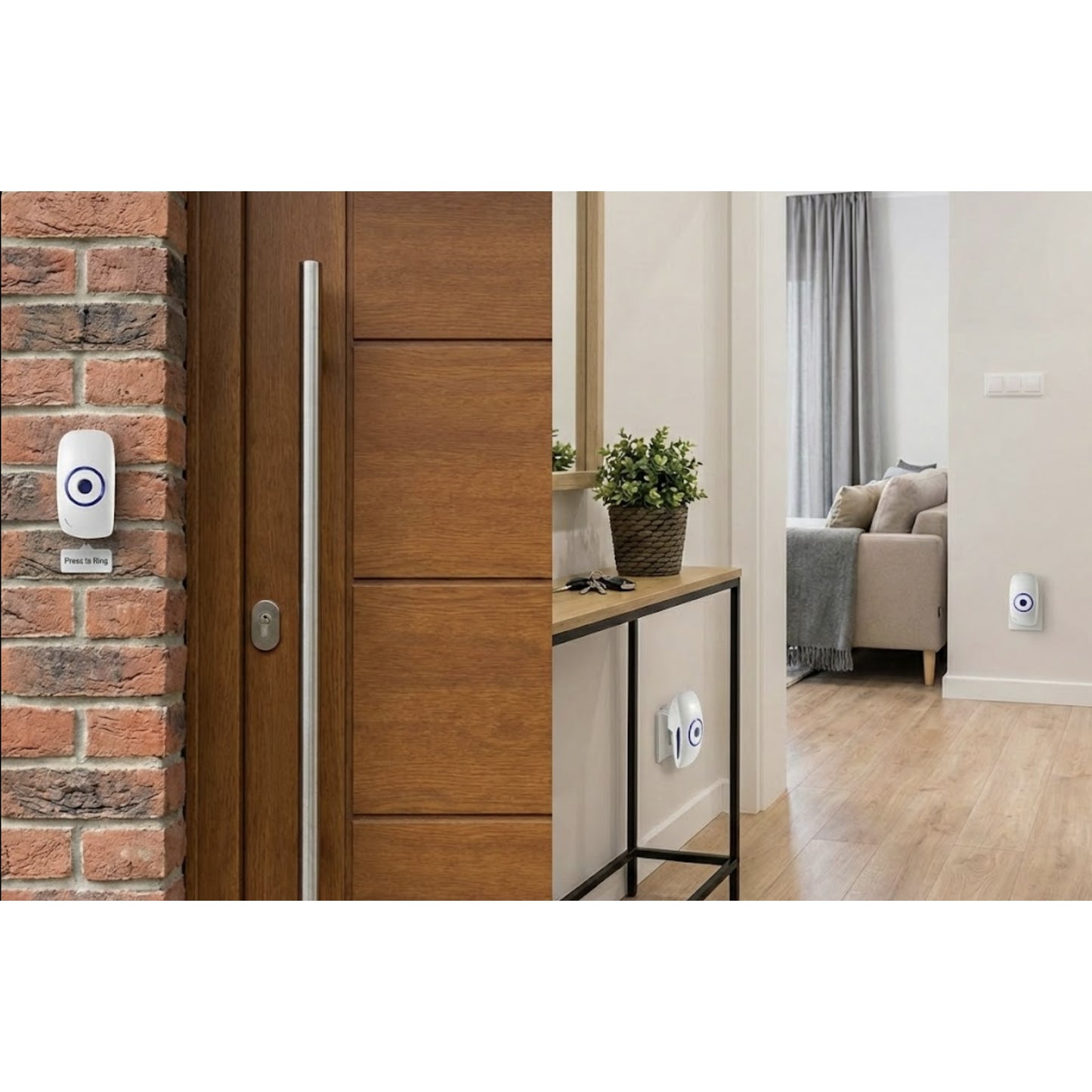 Sonerie fara fir, 36 melodii, raza 150 m, set 2 sonerii, buton, 4 nivele sonor, LED, alimentare buton: baterie 1×LR23A inclusa, 230V