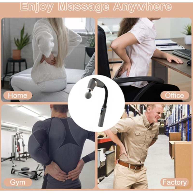 Pistolul electric de masaj muscular cu percutie este, modern, relaxare musculare, recuperarii efort fizic, 4 in 1 capete interschimbabile, masaj profund spate gat, umeri, brate si picioare, NETERRA