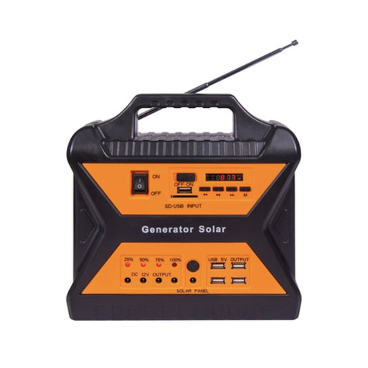 Sistem fotovoltaic 12V, 7Ah, 10W, 4 becuri LED de 3W, SD, UBS, functie Bluetooth, radio FM si AM, 4 porturi de USB