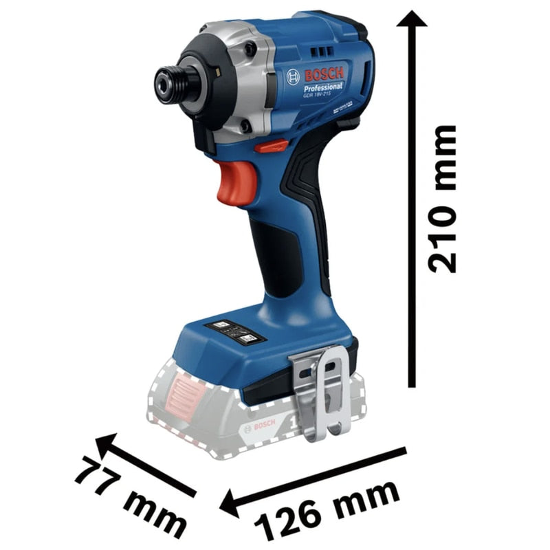 Masina de insurubat cu impact, pe acumulator neinclus, 18V, Bosch Professional, 3300rpm, mandrina hexagon 1/4, motor fara perii, 1kg, suruburi M6 - M16, 3800 percutii, 215 Nm cuplu, 2 trepte torsiune