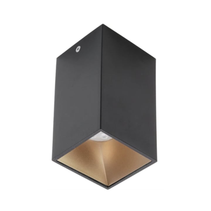 Spot aparent Xnitro, 1 x GU10, negru si auriu, interior, 50W max, patrat, 220V