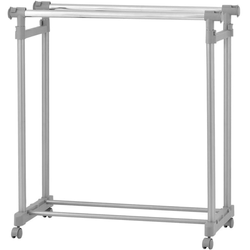Suport haine Grandio cu 2 bare, metal și plastic, înălțime reglabilă 95.5-169 cm, negru, 90-139x42.5x95.5-169 cm