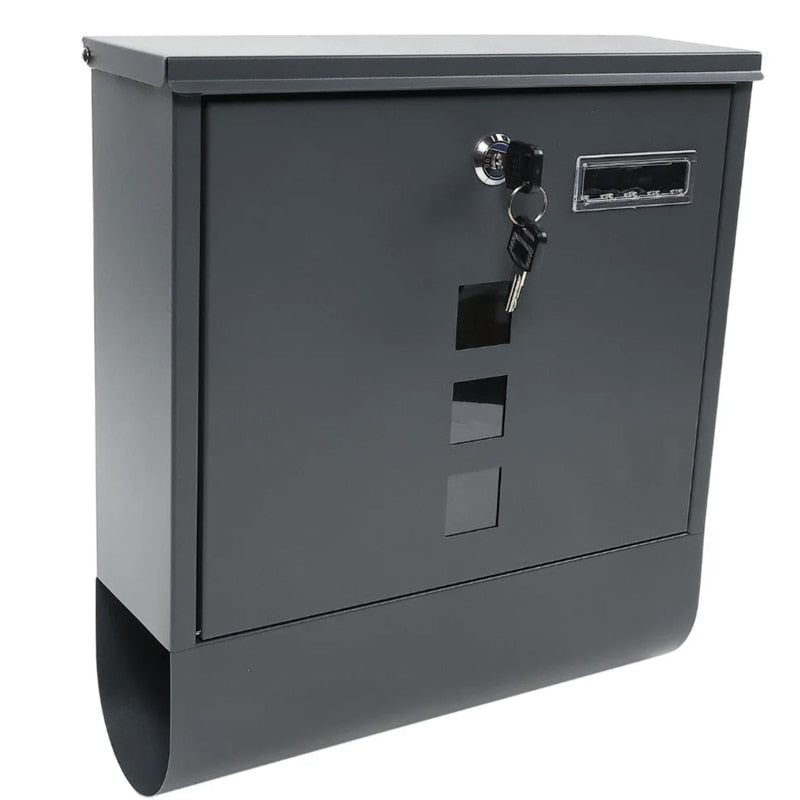 Cutie postala pentru interior sau exterior, Versay, tabla, antracit, 30.5 x 10 x 33.5 cm, Feronerie inclusa, inchidere prin cheie, tabla rigida pentru protectie, plus de eleganta