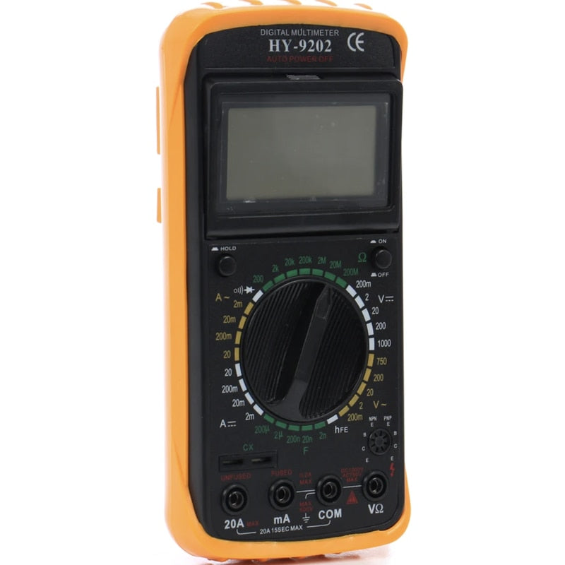 Multimetru digital Hoff, ecran LCD 3x6 cm, masurare tensiune AC/DC, maxim 1000V DC, 700V AC, 10A, 200M ohm, set complet