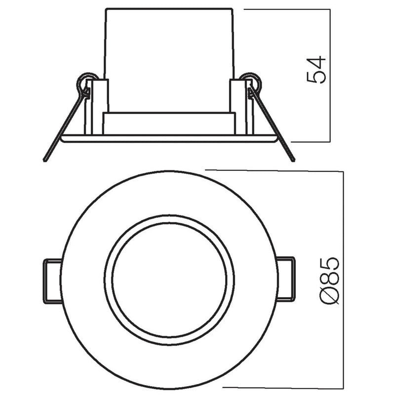 Spot incastrat, alb, 5.5 W, 380 lm, lumina neutra, 4000K, IP 44, dispersor transparent, rotund, adancime 5.4 cm, diametru 8.5 cm, alb si crem