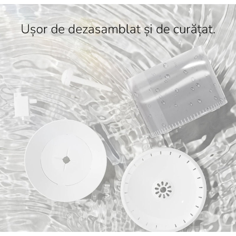 Castron apa pisici, caini, tip fantana, sursa de apa curata si proaspata, E-Boda, alb, 3 l, automat, recirculare inteligenta, usor de montat si curatat, 0.52 kg, 20.5 x 20.5 x 17 cm, cablu 1.5 m
