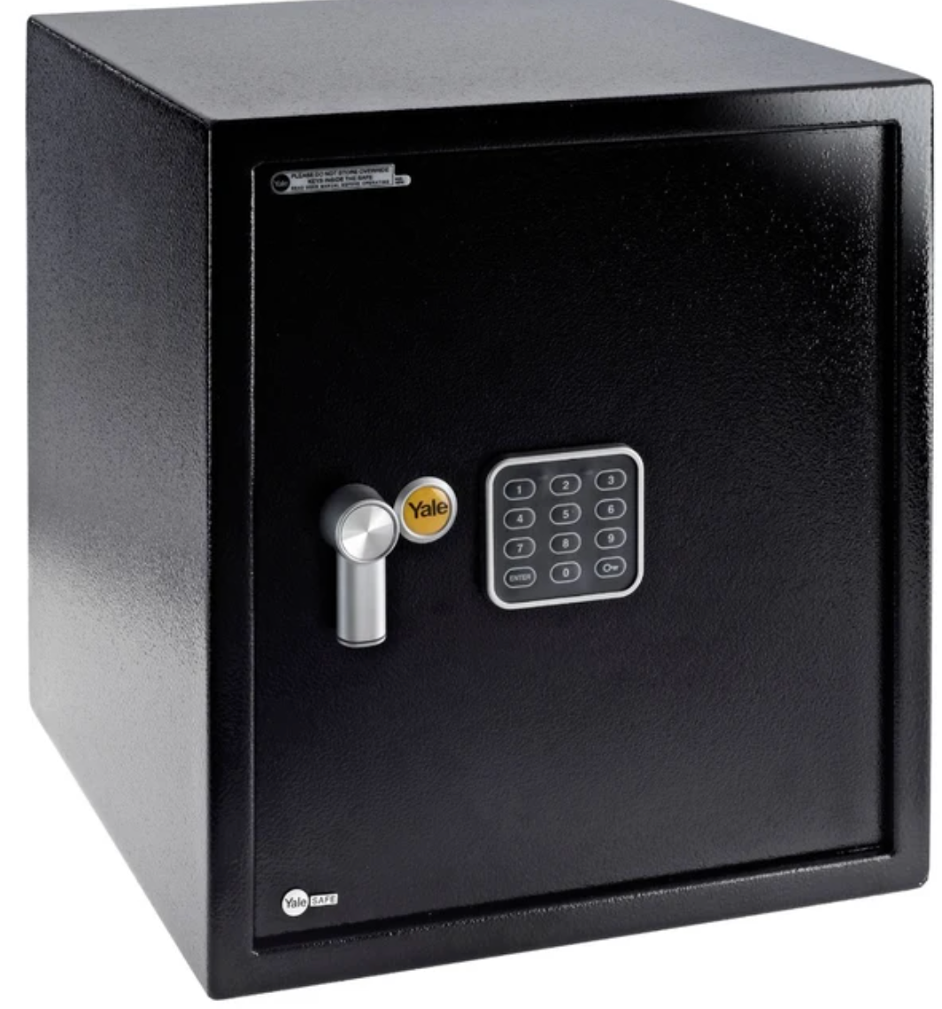Seif Yale, inchidere electronica, 3-8 cifre, cod pin, otel, 4 baterii AA, anti efractie, LED, negru, 35 x 36 x 39 cm, 10.6kg