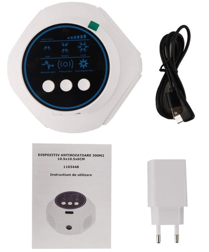 Dispozitiv antirozatoare cu ultrasunete Hoff, 90 dB, 360 grade, 300 mp2