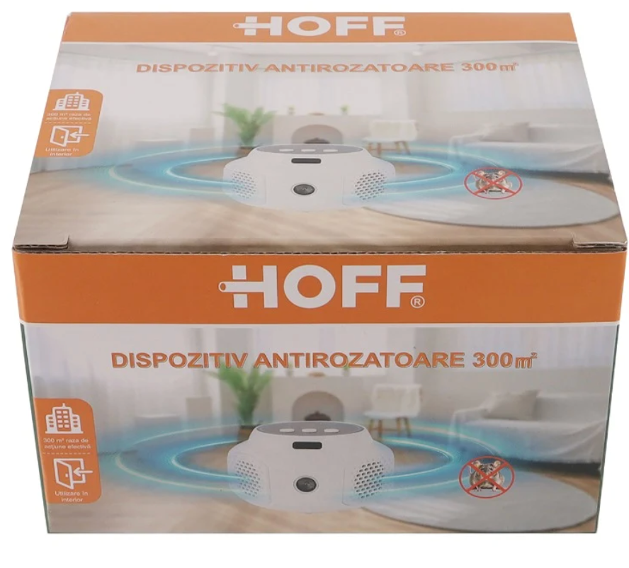Dispozitiv antirozatoare cu ultrasunete Hoff, 90 dB, 360 grade, 300 mp2