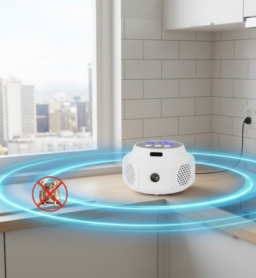 Dispozitiv antirozatoare cu ultrasunete Hoff, 90 dB, 360 grade, 300 mp2