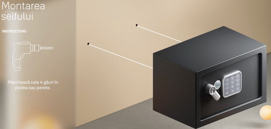 Seif Yale inchidere electronica, LED, PIN 3-8 cifre, chei de urgenta, otel, capacitate 24l, negru, 4 baterii AA, 43 x 35 x 20 cm