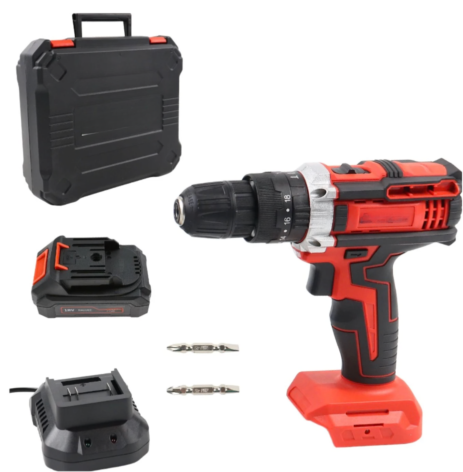 Masina de gaurit si insurubat, cu 2 acumulatori, 18 V, 2 Ah, 1450 rpm, mandrina rapida 10mm, cuplu 30Nm, cu valiza