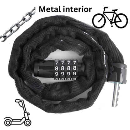 Cablu antifurt 4 cifre bicicleta, scuter, moped, 130 cm, practic si portabil pentru protejarea vehiculelor si echipamentelor impotriva furtului, din metal, cu cheie, calitate superioara, brand NETERRA