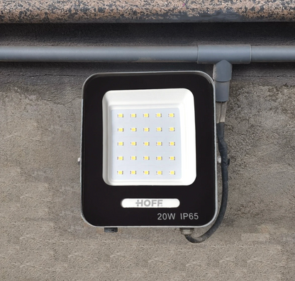 Proiector LED Hoff, 20 W, 2000 lm, lumina rece, protectie la umiditate si praf IP65, exterior si interior, 6500K