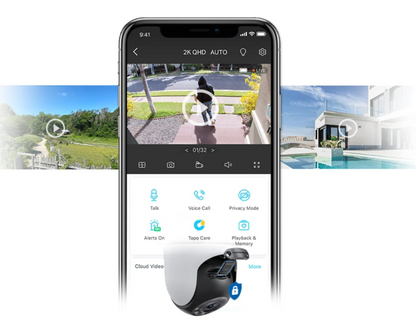 Camera de supraveghere smart, inteligenta, 4MP, 2K, microfon, difuzor, alb, exterior, 2560 × 1440, unghi 340°, microSD 512gb Max, 220V