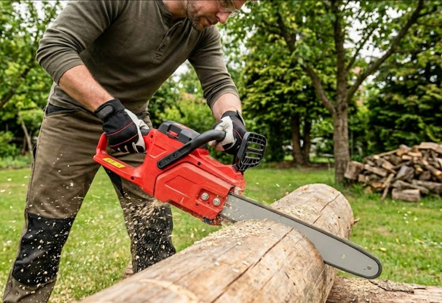 Fierastrau electric cu lant, motor fara perii, 8000rpm, lungime sina 35 cm, fara acumulator, 18 V, frana lant manual, lubrifiere lant automata, 3.62 kg