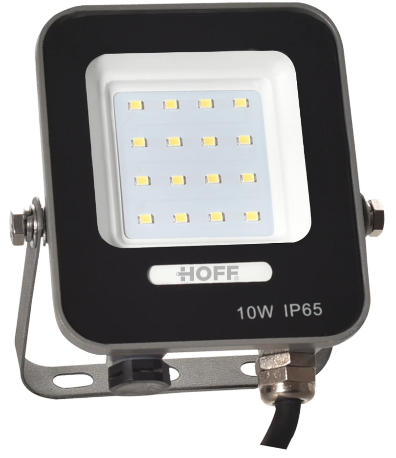 Proiector LED, Hoff, 10W, 1000lm, lumina rece, 6500k, IP65, Fara senzor, exterior si interior, 230V