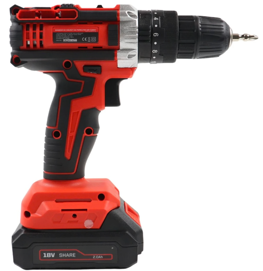 Masina de gaurit si insurubat, cu 2 acumulatori, 18 V, 2 Ah, 1450 rpm, mandrina rapida 10mm, cuplu 30Nm, cu valiza