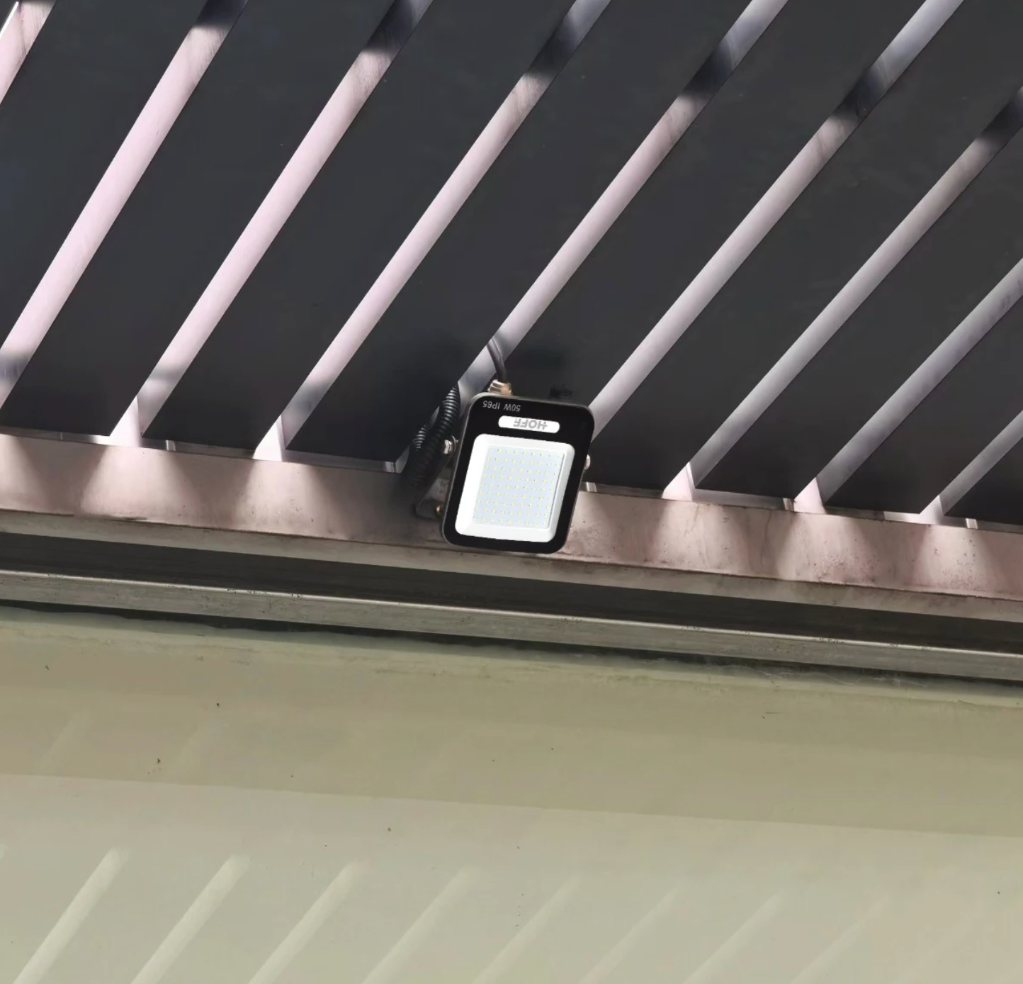 Proiector LED Hoff 50 W, 4250 lm, lumina rece 6500K, IP65, 205x183x26mm, negru