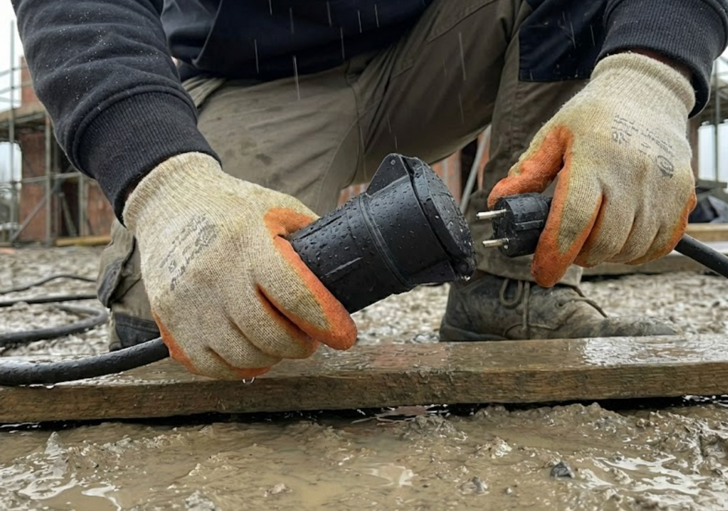 Prelungitor cu fisa si cupla dubla, 15 m, 3 x 1.5 mmp, IP44, negru, 16A, 230V, 3680W, negru