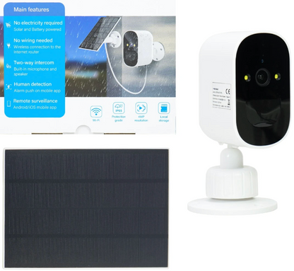 Camera de supraveghere smart, inteligenta, 4MP, panou solar 3W, acumulator 4000mAh, IP65, detectie miscare, microfon, difuzor, vizibilitate nocturna, audio bidirectional, exterior