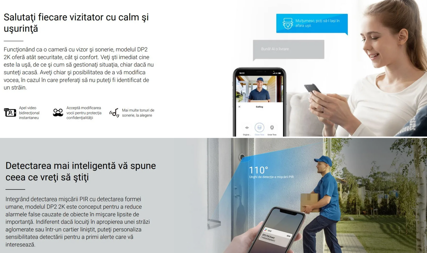 Vizor video cu sonerie smart, inteligent EZVIZ, monitor tactil 4.3 inch color, Wi-Fi, rezolutie 2K, acumulator 4600mAH, slot card SD