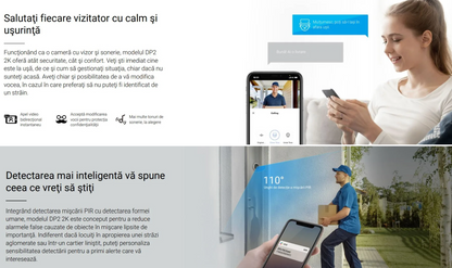 Vizor video cu sonerie smart, inteligent EZVIZ, monitor tactil 4.3 inch color, Wi-Fi, rezolutie 2K, acumulator 4600mAH, slot card SD