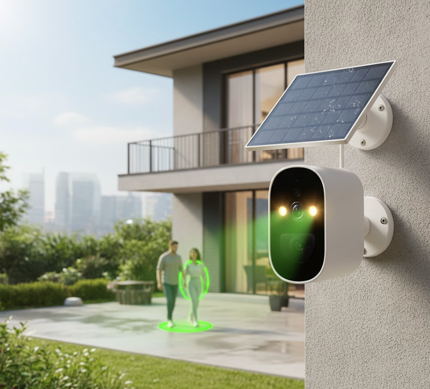 Camera de supraveghere smart, inteligenta, 4MP, panou solar 3W, acumulator 4000mAh, IP65, detectie miscare, microfon, difuzor, vizibilitate nocturna, audio bidirectional, exterior