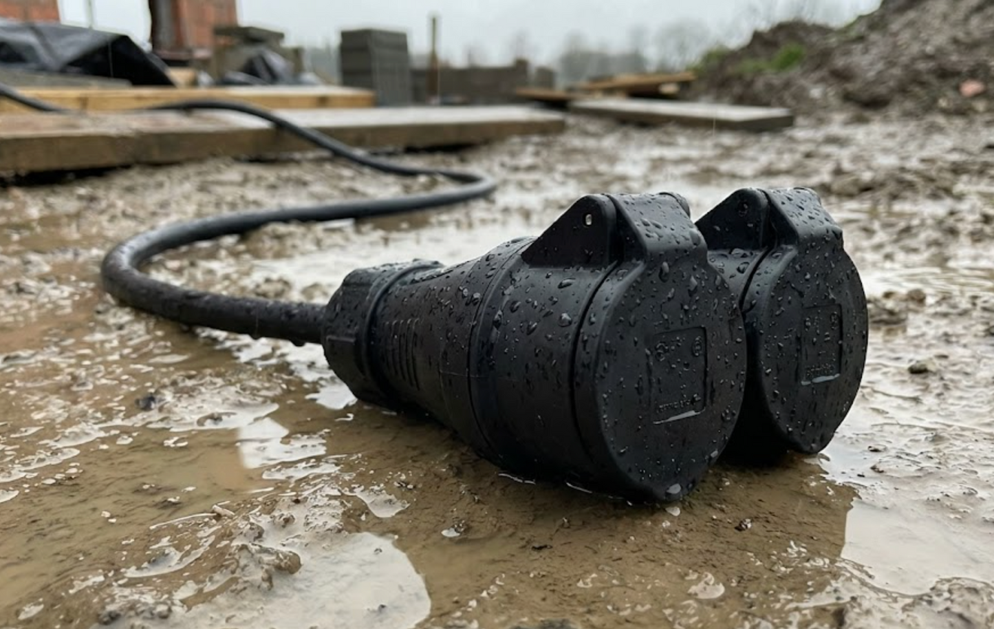 Prelungitor cu fisa si cupla dubla, 15 m, 3 x 1.5 mmp, IP44, negru, 16A, 230V, 3680W, negru