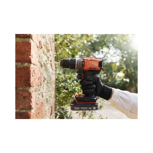 Masina de gaurit si insurubat cu percutie Black Decker, 18 V, 2 Ah, mandrina rapida, cu valiza