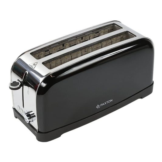 Prajitor de paine Paxton, 1500 W, 4 felii, 7 trepte de rumenire, functie dezghetare, reincalzire, anulare, de ridicare felii, tava pentru firimituri detasabila, negru + argintiu, 1.6 kg, 230 V
