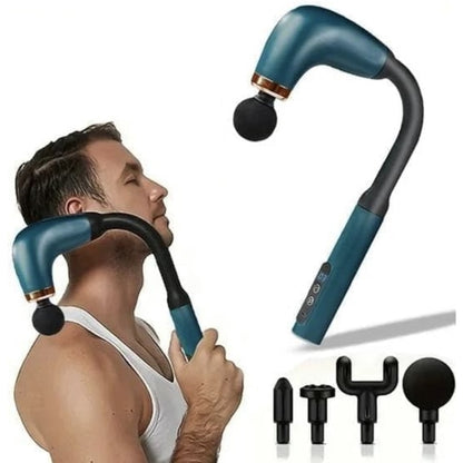 Pistolul electric de masaj muscular cu percutie este, modern, relaxare musculare, recuperarii efort fizic, 4 in 1 capete interschimbabile, masaj profund spate gat, umeri, brate si picioare, NETERRA