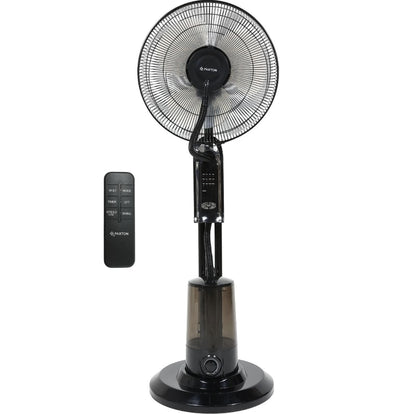 Ventilator cu umidificator Paxton, 75 W, 3 viteze, diametru 43 cm, rezervor apa 3.2 litri, oscilatie, timer, ultrasunete, negru, telecomanda, cu pulverizare apa, 125 cm inaltime, 1.65 m cablu, 7 kg