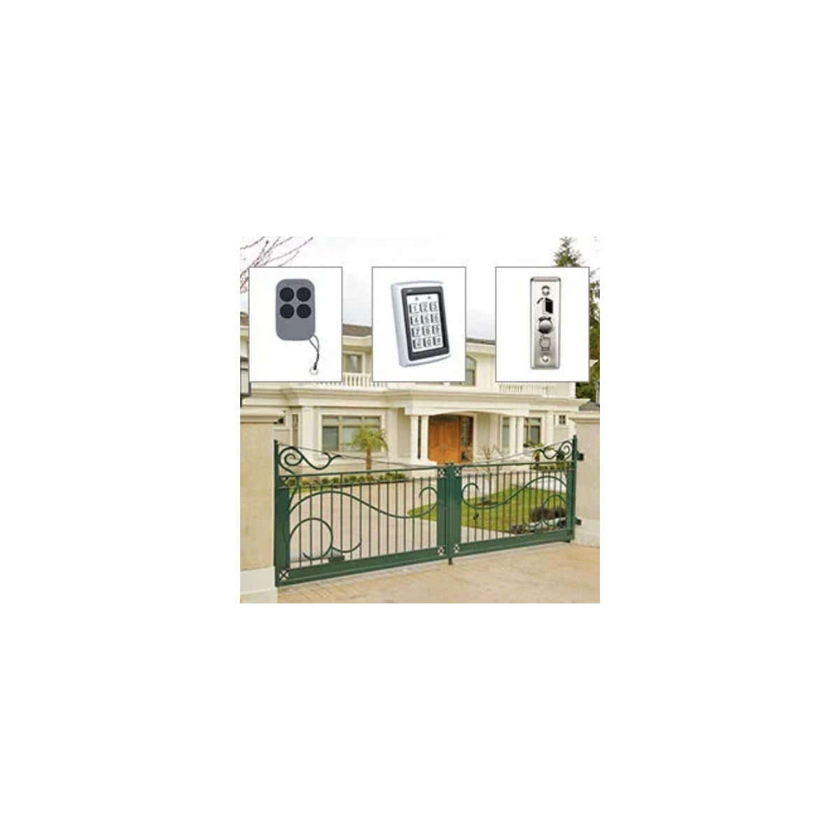 Kit automatizare porti batante PNI, cu 2 motoare 40 W, telecomenzi si panou de control, fotocelule si lampa, pana la 50 m, IP 55, lungime poarta 2 x 2.5 m, greutate poarta 200 kg, baterii incluse