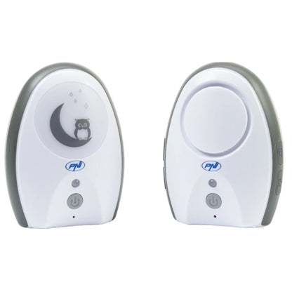 Audio baby monitor PNI, wireless, cu lampa de veghe, cu difuzor, functie VOX si Pager, sensibilitate microfon reglabila fara fir, include 6 baterii x AAA, din plastic, alb, receptor alimentare 230 V