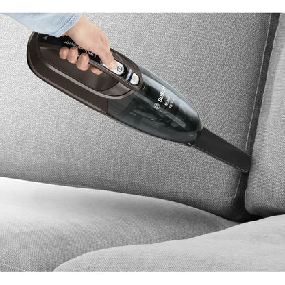 Aspirator fara sac Bosch, ciclonic, aspirare uscata, acumulator 14.4V, pentru uz casnic si auto, 40 min functionare continua, filtru lavabil, 0.4 litri, pentru colturi, 5 ore incarcare, 1.2 kg