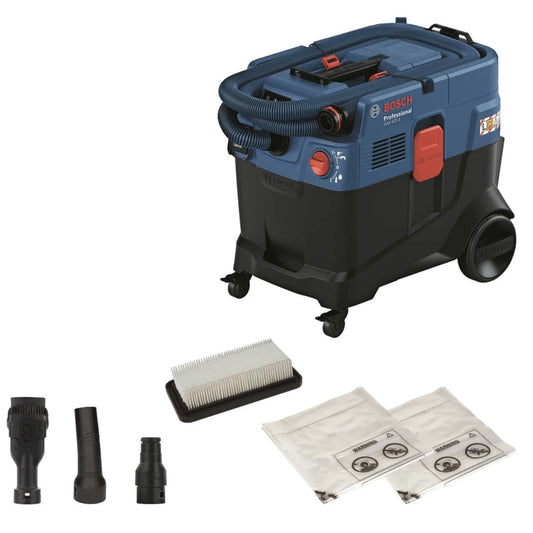 Aspirator profesional, aspirare uscata / umeda, Bosch Professional, 1200 W, IPX4, 80 l/s, include adaptor combinat PT, duza combinata, filtru principal, furtun 4m, 2 saci, tub curbat, 14 kg, 28 l